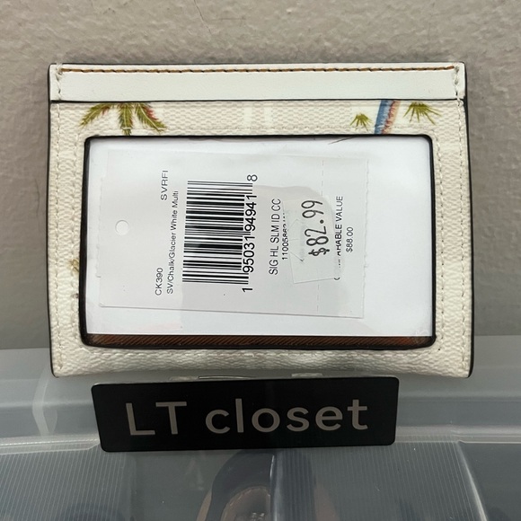 NWT Coach Outlet Slim Id Card Case In Signature Canvas With Hula Print - Picture 2 of 2